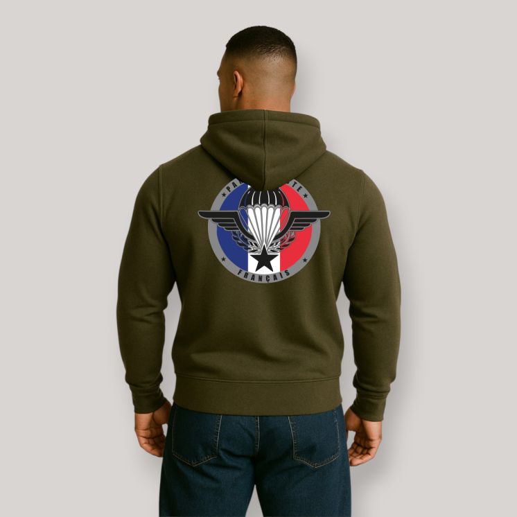 Sweat-shirt Parachutiste Français Kaki