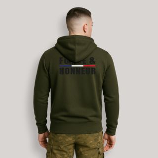 Sweat-shirt zippé Force & Honneur Liseré Kakhi