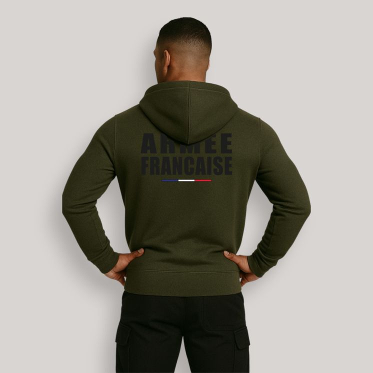 Sweat-shirt zippé Armée Française Kakhi