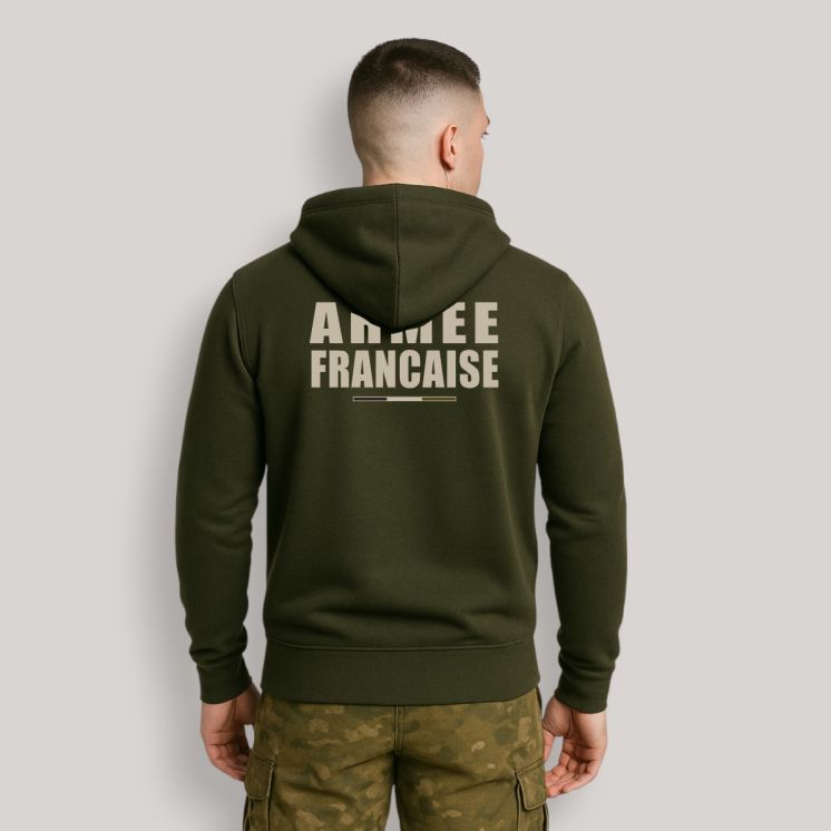 Sweat-shirt zippé Armée Française BR Kakhi