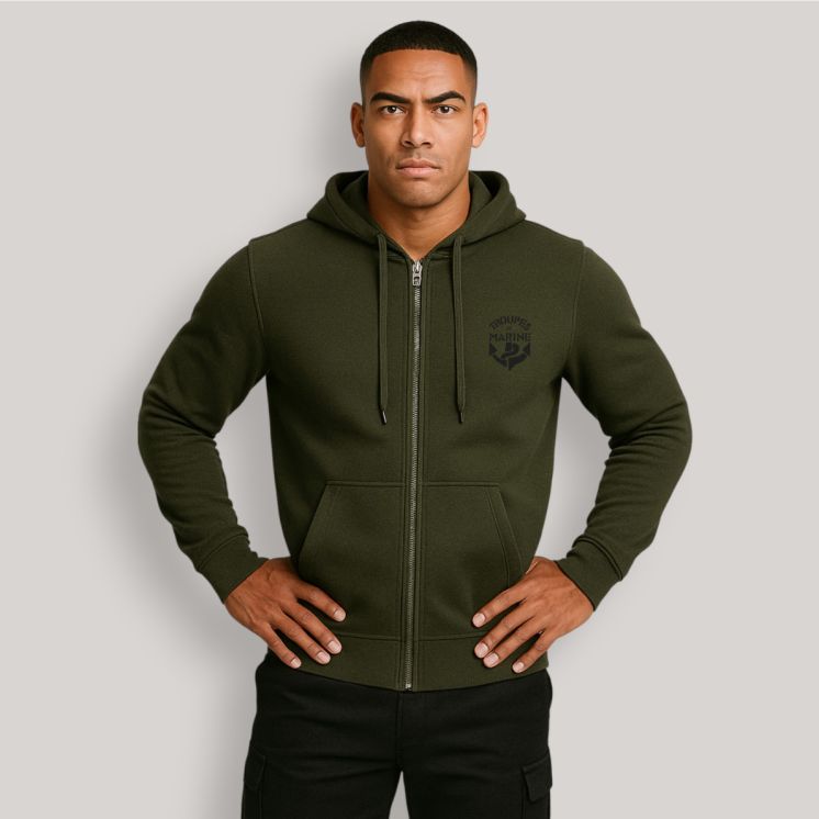 Sweat-shirt zippé Troupes de MarineKakhi