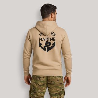 Sweat-shirt zippé Troupes de Marine Light sand