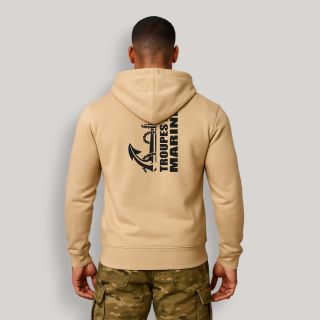 Sweat-shirt zippé Troupes de Marine Design Light sand