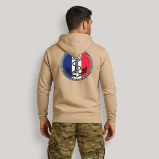 Sweat-shirt zippé Troupes de Marine France Light sand