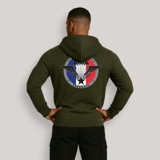 Sweat-shirt zippé Parachutiste FrançaisKakhi