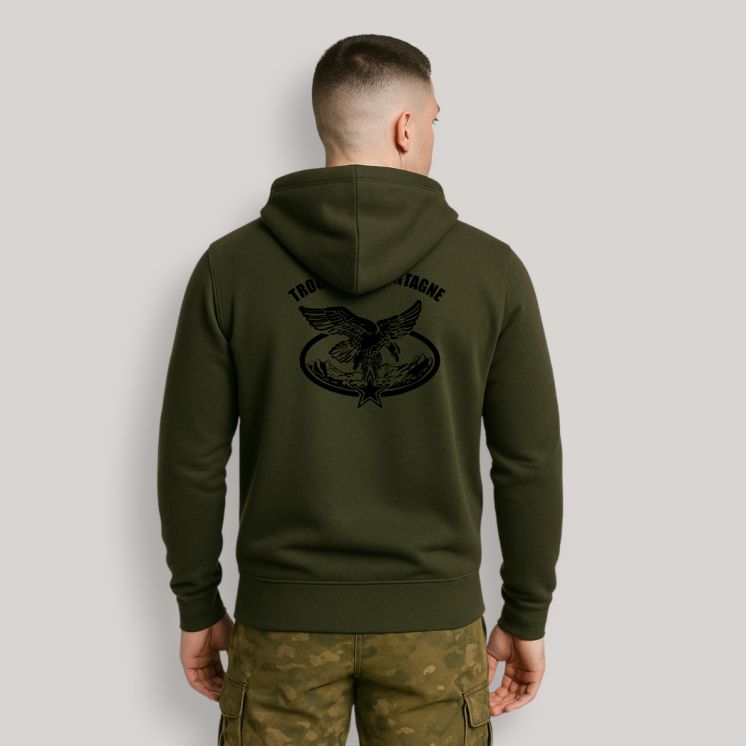 Sweat-shirt zippé Troupes de Montagne Kakhi