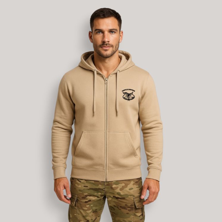Sweat-shirt zippé Troupes de Montagne Light sand
