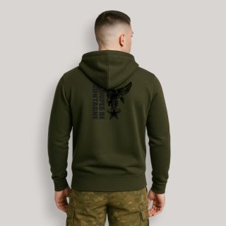 Sweat-shirt zippé Troupes de montagne Design Kakhi