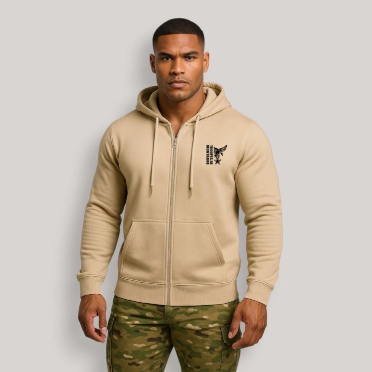 Sweat-shirt zippé Troupes de montagne DesignLight sand