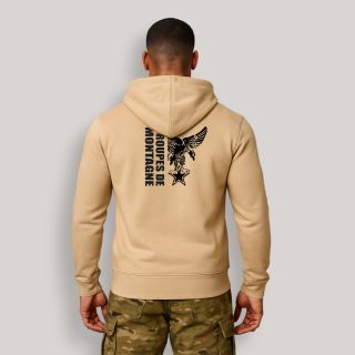 Sweat-shirt zippé Troupes de montagne Design Light sand