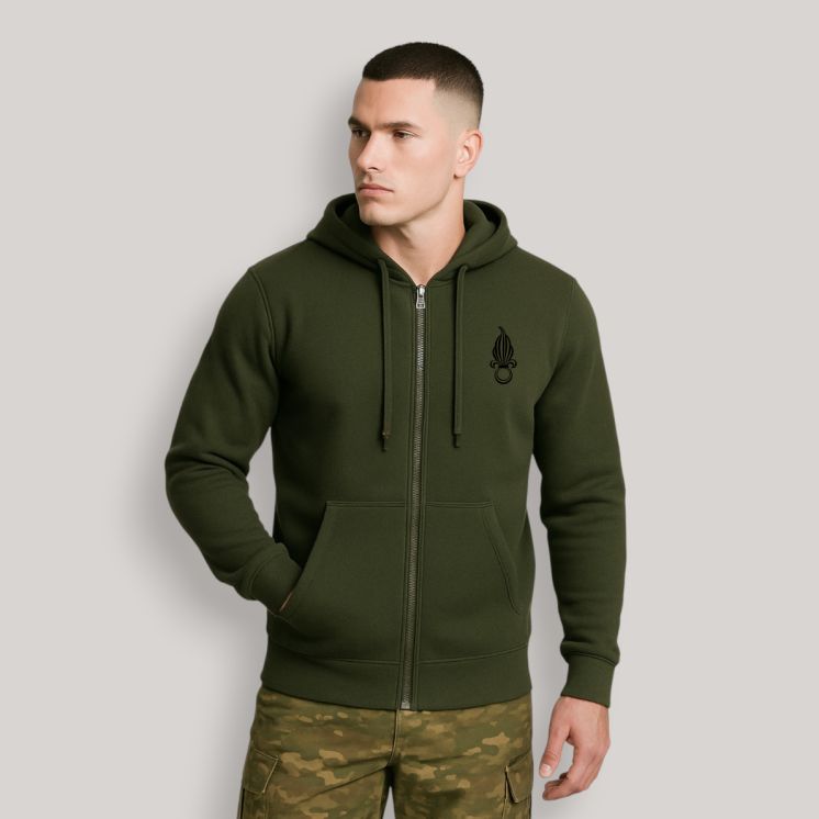 Sweat-shirt zippé Légion Etrangère FranceKakhi