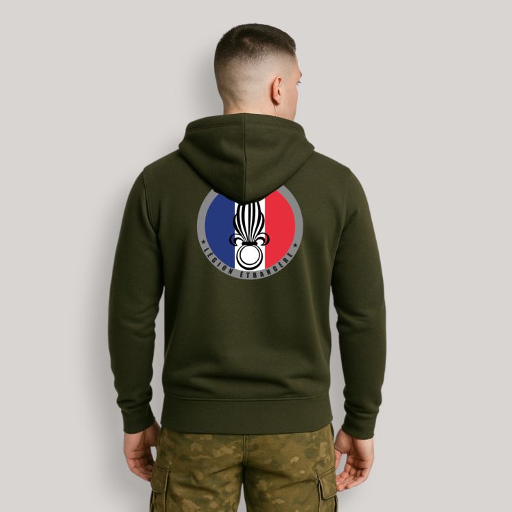 Sweat-shirt zippé Légion Etrangère France Kakhi