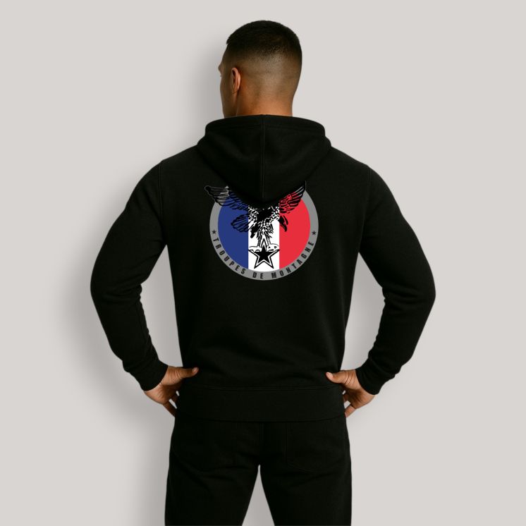Sweat-shirt zippé Troupes de Montagne FrançaiseNoir