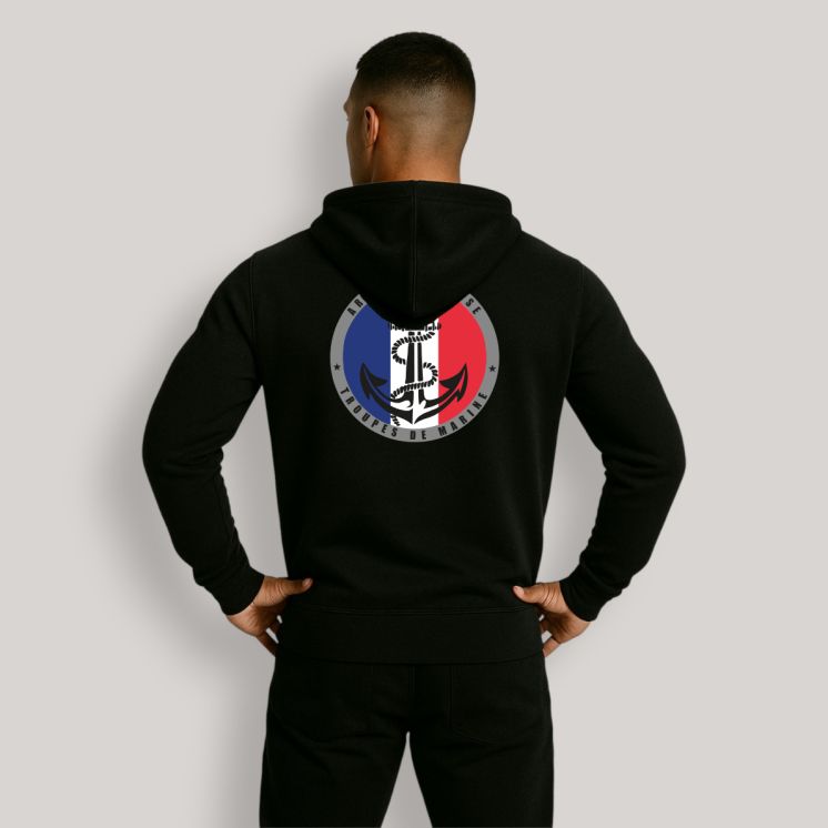 Sweat-shirt zippé Troupes de Marine FranceNoir