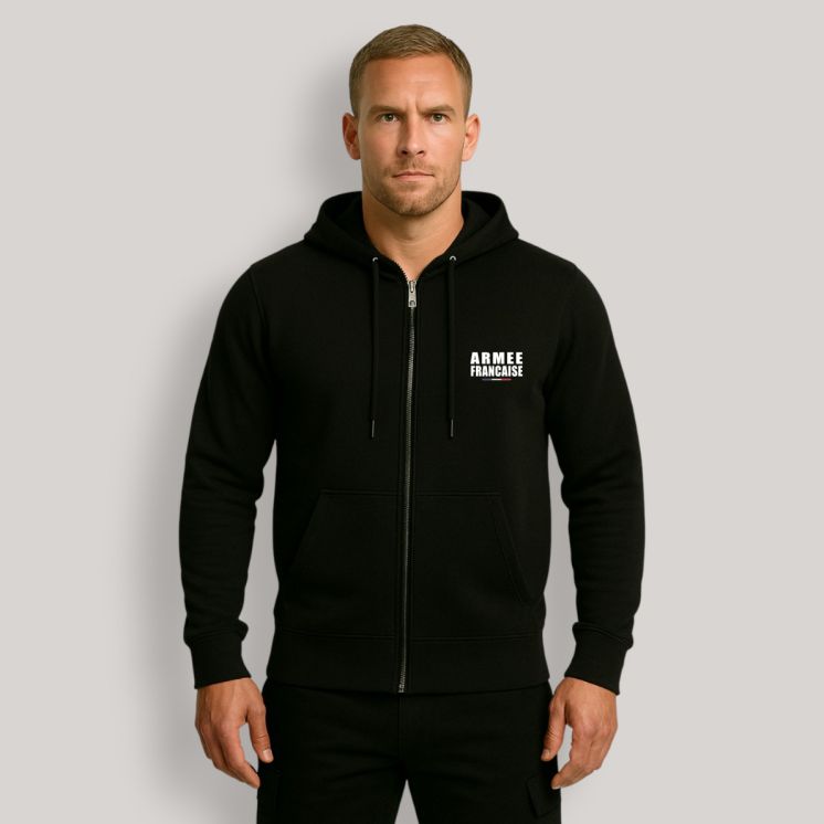 Sweat-shirt zippé Armée Française Noir
