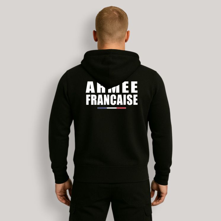 Sweat-shirt zippé Armée Française Noir