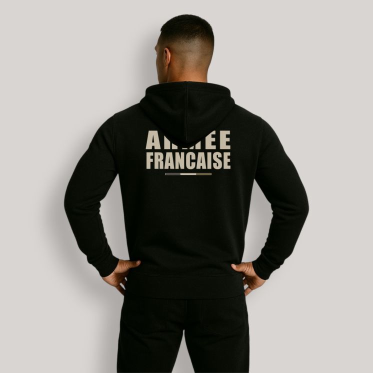 Sweat-shirt zippé Armée Française BR Noir