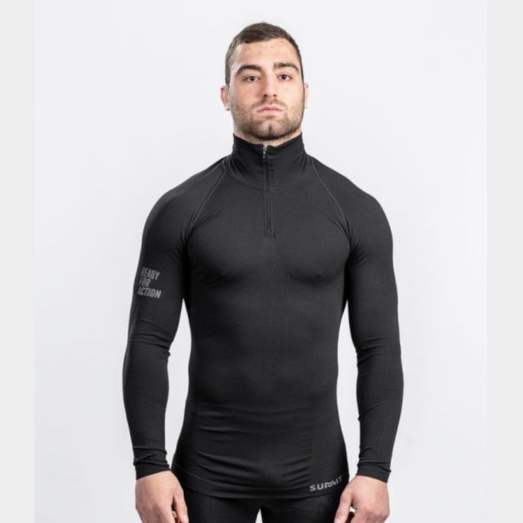 Haut col zippé ANETO Technical Line Noir