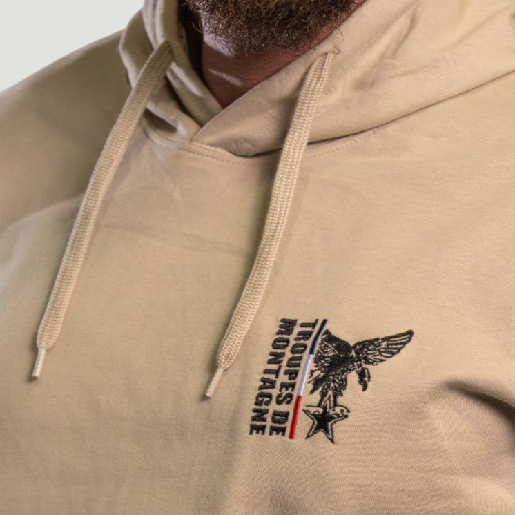 Sweat-shirt brodé Troupes de Montagne Light Sand