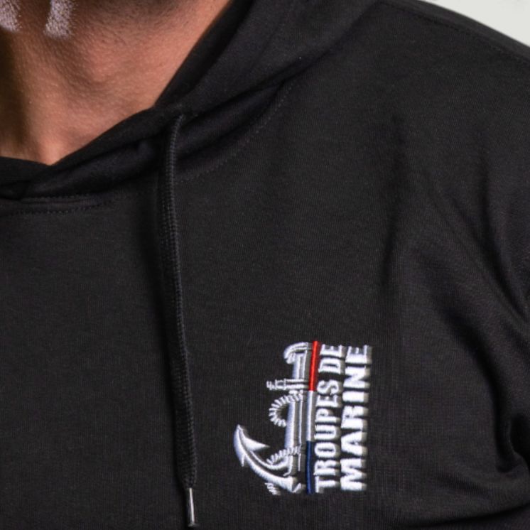 Sweat-shirt brodé Troupes de Marine Design Noir