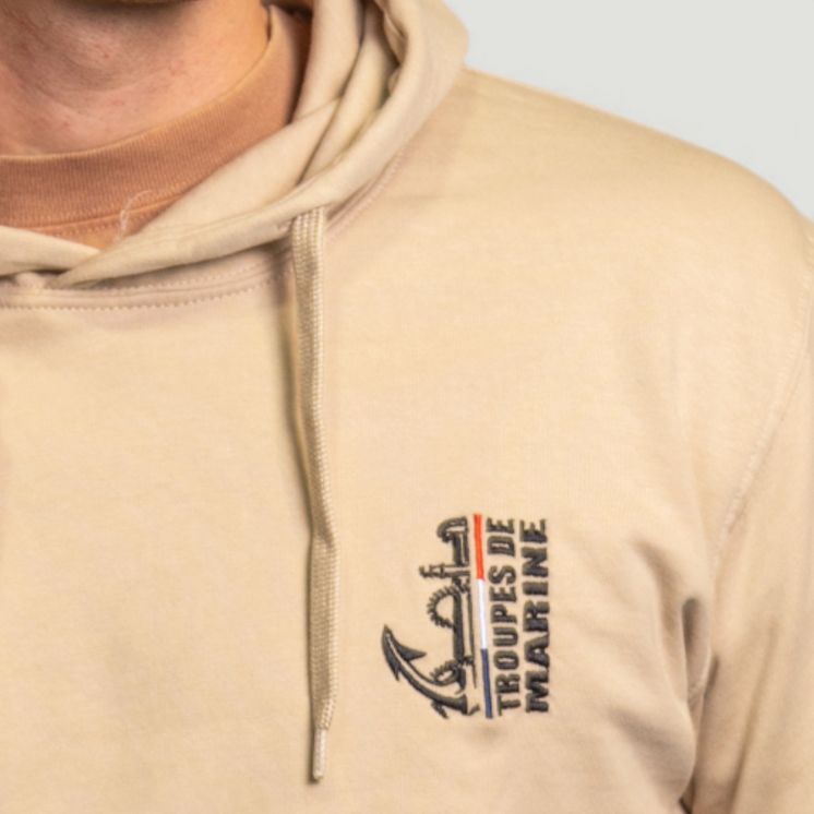 Sweat-shirt brodé Troupes de Marine Light Sand