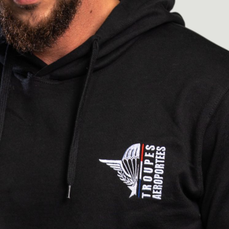Sweat-shirt brodé Troupes aéroportés Noir