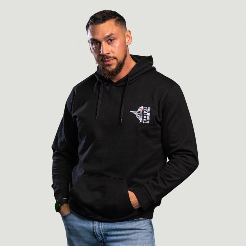 Sweat-shirt brodé Troupes aéroportés Design Noir