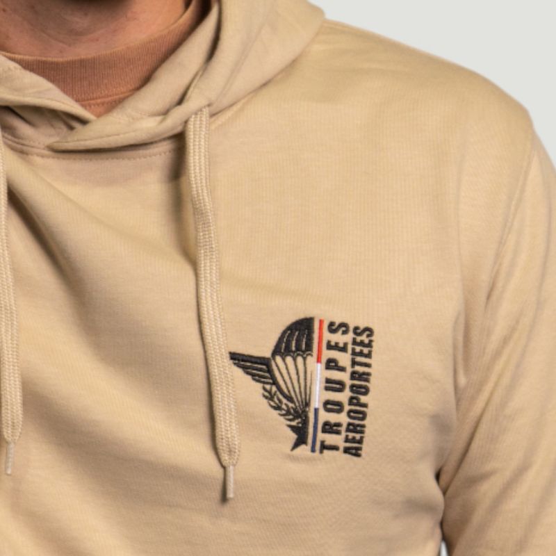 Sweat-shirt brodé Troupes aéroportés Design Light Sand