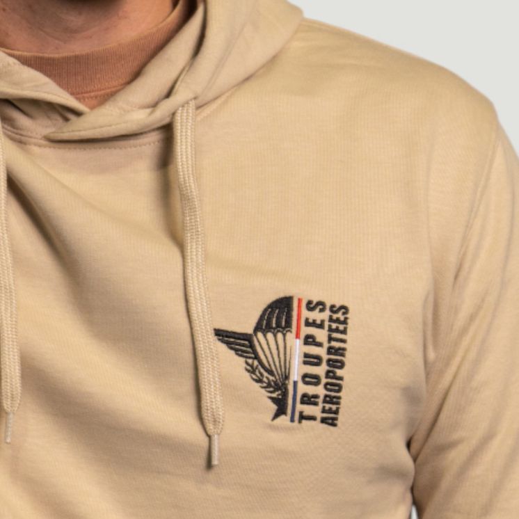 Sweat-shirt brodé Troupes aéroportés Light Sand