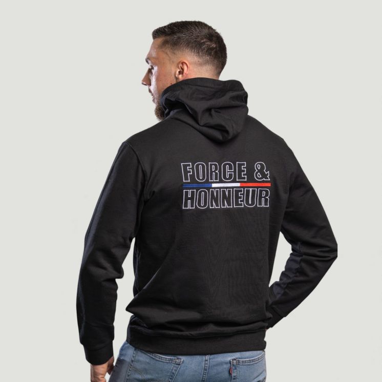 Sweat-shirt brodé Force & Honneur Noir