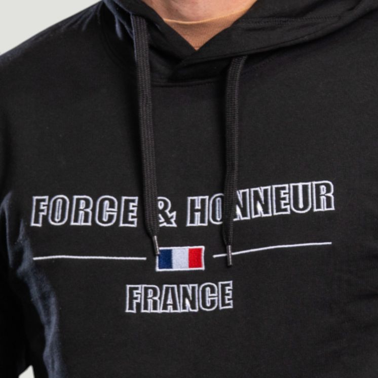 Sweat-shirt brodé Force & Honneur France Noir