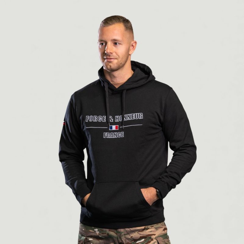 Sweat-shirt brodé Force & Honneur France Noir