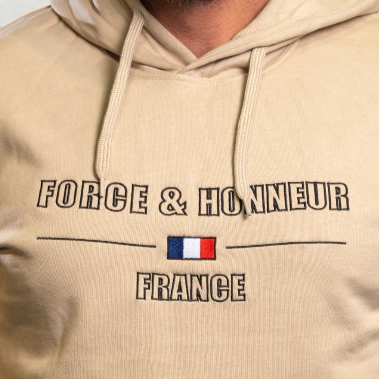 Sweat-shirt brodé Force & Honneur France Light Sand