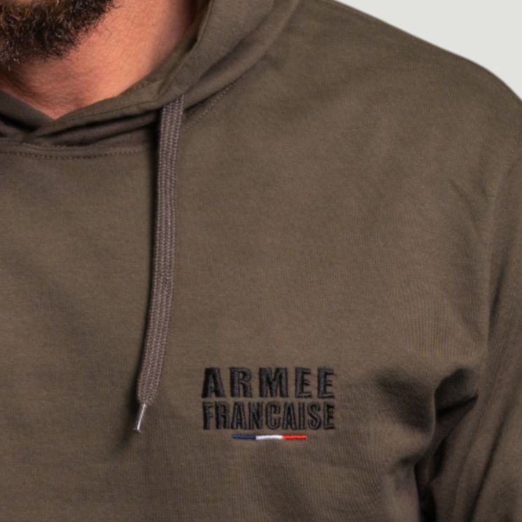 Sweat-shirt brodé Armée Française Dark kaki