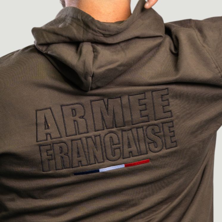 Sweat-shirt brodé Armée Française Dark kaki