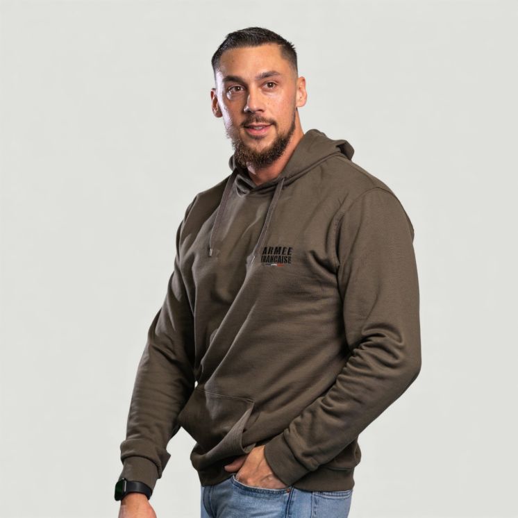 Sweat-shirt brodé Armée Française Dark kaki
