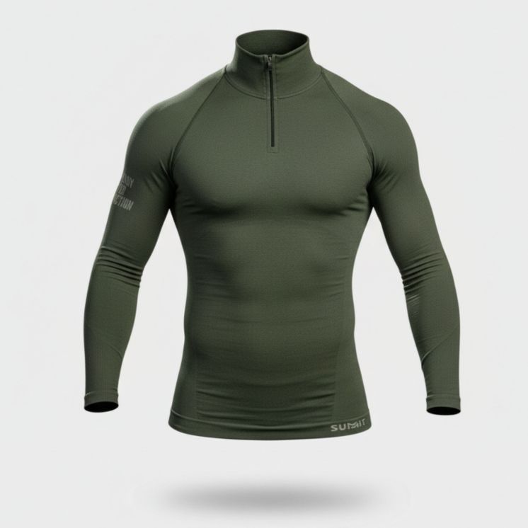 Camiseta ANETO 1/2 zip Technical line kaki