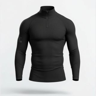 Zipped neck T-shirt Technical Line ANETO Black