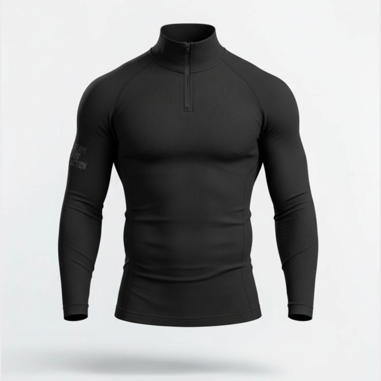 Haut col zippé ANETO Technical Line Noir