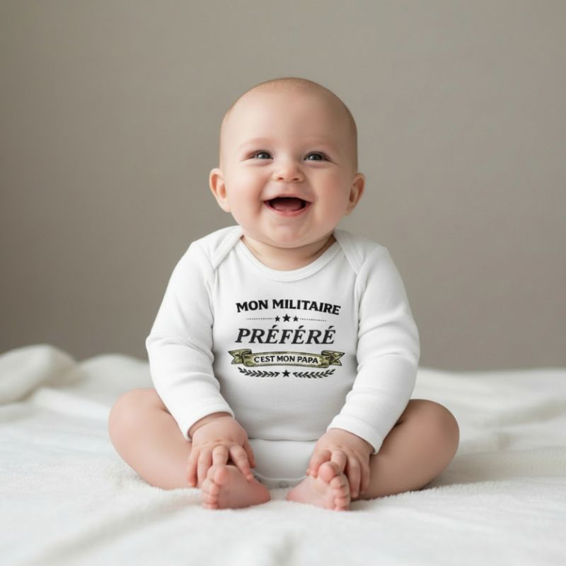 Body mini soldat Mon Militaire Préféré blanc
