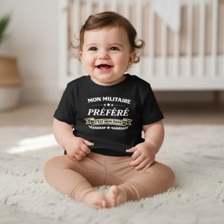 T-shirt mini soldat Mon Militaire Préféré noir
